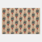 Vintage-kerstmeisje en Holly Berries Kraft Inpakpapier Vel (Voorkant 2)