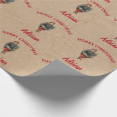 Vintage-kerstmeisje en Holly Custom Name Kraft Cadeaupapier (Hoek)
