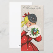 Vintage-kerstmeisje Hallo Feestdagenkaart (Voorkant / Achterkant)