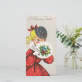 Vintage-kerstmeisje Hallo Feestdagenkaart (Staand voorkant)