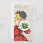 Vintage-kerstmeisje Hallo Feestdagenkaart (Voorkant)