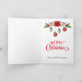 Vintage kerstmeisje in de rode dreskaars feestdagen kaart (Binnen)