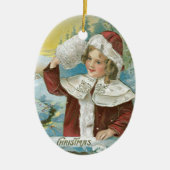 Vintage-kerstmeisje in Santa Suit Keramisch Ornament (Voorkant)
