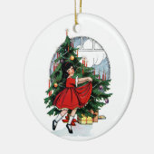 Vintage-kerstmeisje Keramisch Ornament (Links)