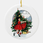 Vintage-kerstmeisje Keramisch Ornament (Achterkant)