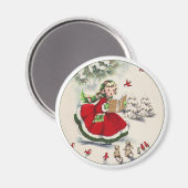 Vintage-kerstmeisje Magnet (Voorkant / Achterkant)