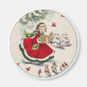 Vintage-kerstmeisje Magnet (Voorkant)