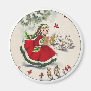 Vintage-kerstmeisje Magnet