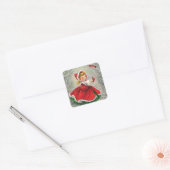 Vintage-kerstmeisje met de geboorte vierkante sticker (Envelop)