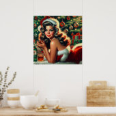 Vintage-kerstmeisje Poster (Keuken)