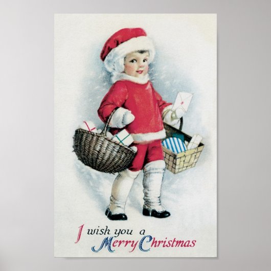 Vintage-kerstmeisje Poster (Voorkant)