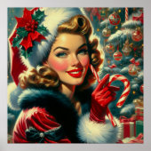 Vintage-kerstmeisje Poster (Voorkant)