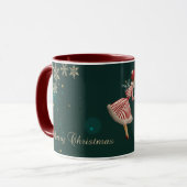 Vintage-kerstmeisje, Snowflakes Mok (Voorkant links)