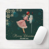 Vintage-kerstmeisje, Snowflakes Muismat (Met muis)