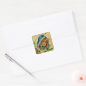 Vintage-kerstmeisje Vierkante Sticker (Envelop)