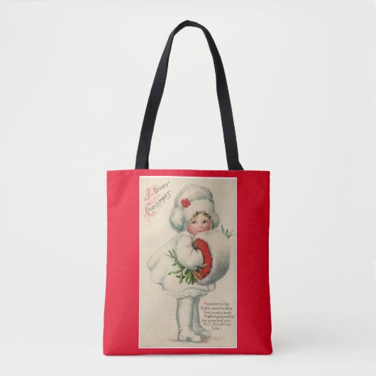 Vintage kerstmeisjes tote bag (Voorkant)