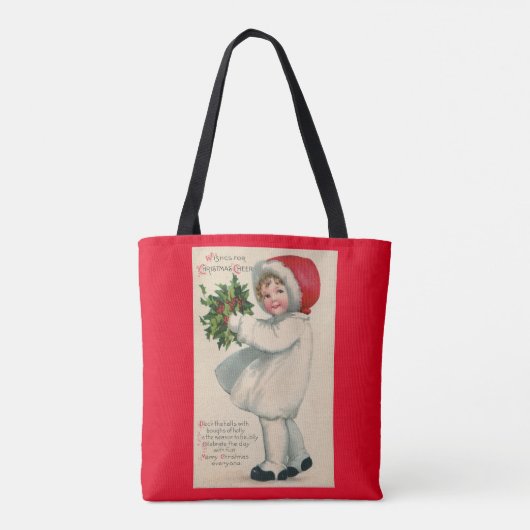 Vintage kerstmeisjes tote bag (Achterkant)