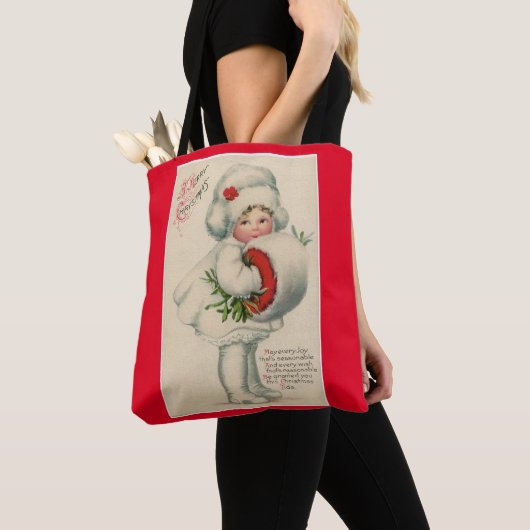 Vintage kerstmeisjes tote bag (Dichtbij)