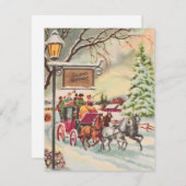 Vintage Kerstmensen die een paard vervoeren Feestdagenkaart (Voorkant / Achterkant)