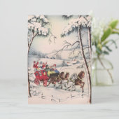 Vintage Kerstmensen die een paard vervoeren Feestdagenkaart (Staand voorkant)