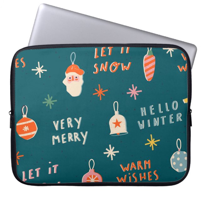 Vintage Kerstmis 2020: Sierpatroon Laptop Sleeve (Voorkant)