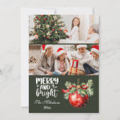 Vintage Kerstmis 2 Foto Familie Viering Feestdagenkaart (Voorkant)