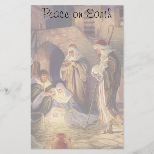Vintage kerstmis, 3 herders en Jezus Briefpapier (Voorkant)