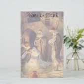 Vintage kerstmis, 3 herders en Jezus Briefpapier (Staand voorkant)