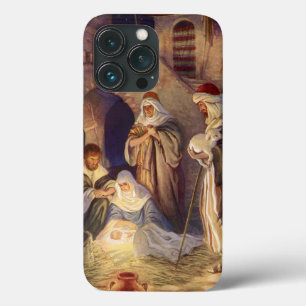 Vintage kerstmis, 3 herders en Jezus Case-Mate iPhone Case