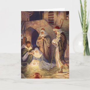 Vintage kerstmis, 3 herders en Jezus Feestdagen Kaart