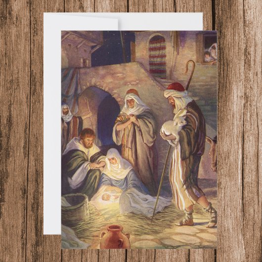 Vintage kerstmis, 3 herders en Jezus Kaart
