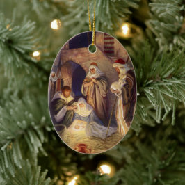 Vintage kerstmis, 3 herders en Jezus Keramisch Ornament
