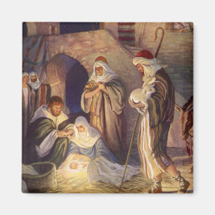 Vintage kerstmis, 3 herders en Jezus Magneet