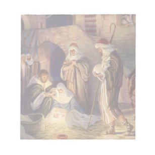 Vintage kerstmis, 3 herders en Jezus Notitieblok