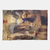 Vintage kerstmis, 3 herders en Jezus Theedoek (Horizontaal)