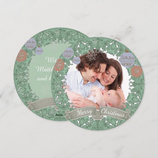 Vintage kerstmis - Aangepaste foto Feestdagenkaart (Voorkant / Achterkant)