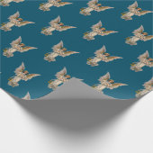 Vintage Kerstmis Angel Dark Blauwgroen Holiday  Cadeaupapier (Hoek)