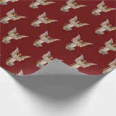 Vintage Kerstmis Angel Dark Red Holiday Wrapping Cadeaupapier (Hoek)