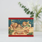 Vintage Kerstmis - Angel Kinderen Feestdagenkaart (Staand voorkant)
