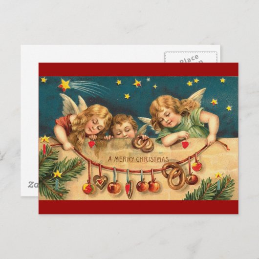 Vintage Kerstmis - Angel Kinderen Feestdagenkaart (Voorkant / Achterkant)