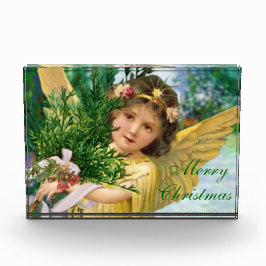 Vintage Kerstmis Angel Paperweight Forever Kaart Acryl Prijs