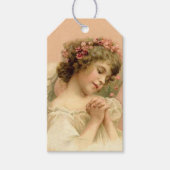 Vintage Kerstmis: Angel Praying Angel Cadeaulabel (Voorkant)