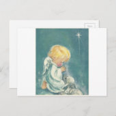 Vintage Kerstmis: Angel Praying Angel Feestdagenkaart (Voorkant / Achterkant)