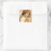 Vintage Kerstmis: Angel Praying Angel Vierkante Sticker (Tas)