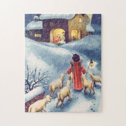 Vintage Kerstmis Angel Shepherd Natitivity Legpuzzel (Verticaal)