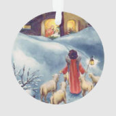 Vintage Kerstmis Angel Shepherd Natitivity Ornament (achterkant)