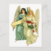 Vintage Kerstmis, Angelic Victoriaans Angels Feestdagenkaart (Voorkant)