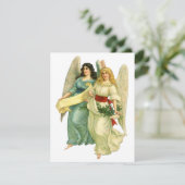 Vintage Kerstmis, Angelic Victoriaans Angels Feestdagenkaart (Staand voorkant)