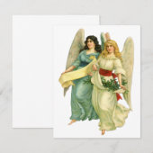 Vintage Kerstmis, Angelic Victoriaans Angels Feestdagenkaart (Voorkant / Achterkant)