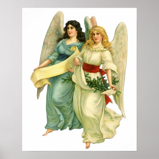 Vintage Kerstmis, Angelic Victoriaans Angels Poster (Voorkant)